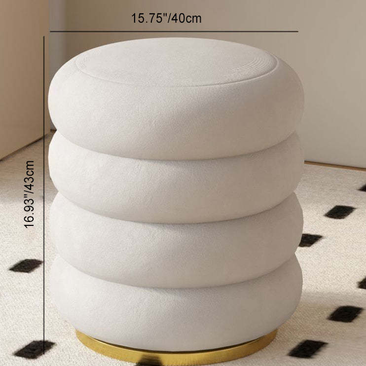 Minimalist Cylinder Lambswool Metal Vanity Stool — Lambswool - Gray