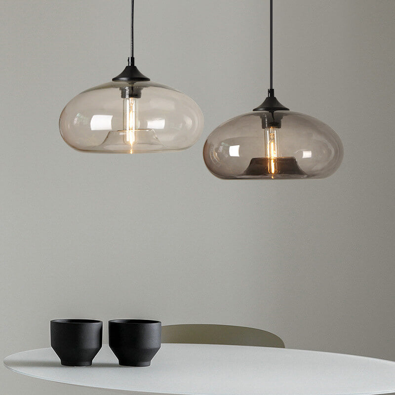 Colored Glass Oval Pendant Light