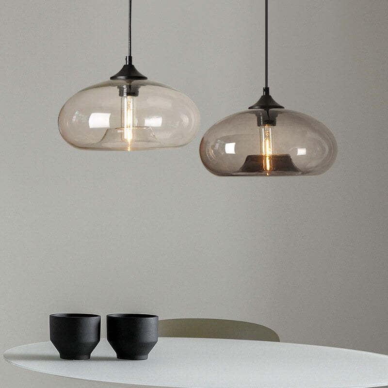 Colored Glass Oval Pendant Light