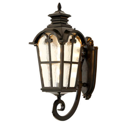 Vintage Glass Waterproof Black European-style Outdoor Wall Lamp Exterior Lights-Lighom