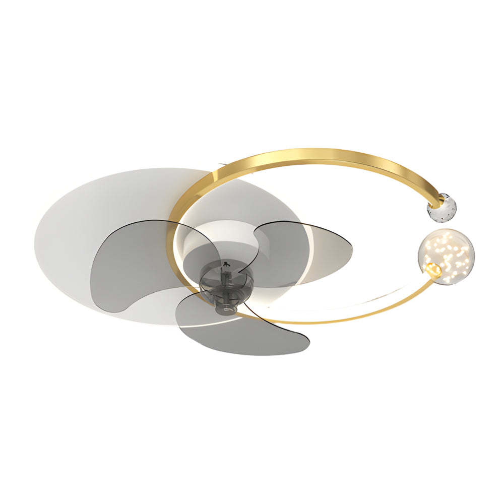 Mute Creative Round Ring 3 Step Dimming Modern Flush Mount Ceiling Fan Lamp-Lighom