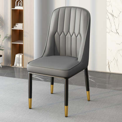 Modern Leather Steel Square Dining Chair — B / Gold / Beige & Gray