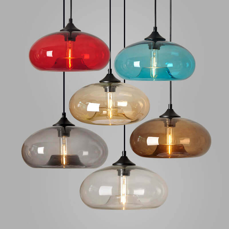 Colored Glass Oval Pendant Light