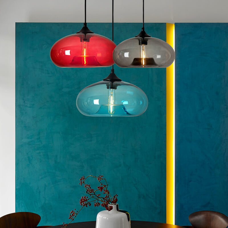 Colored Glass Oval Pendant Light