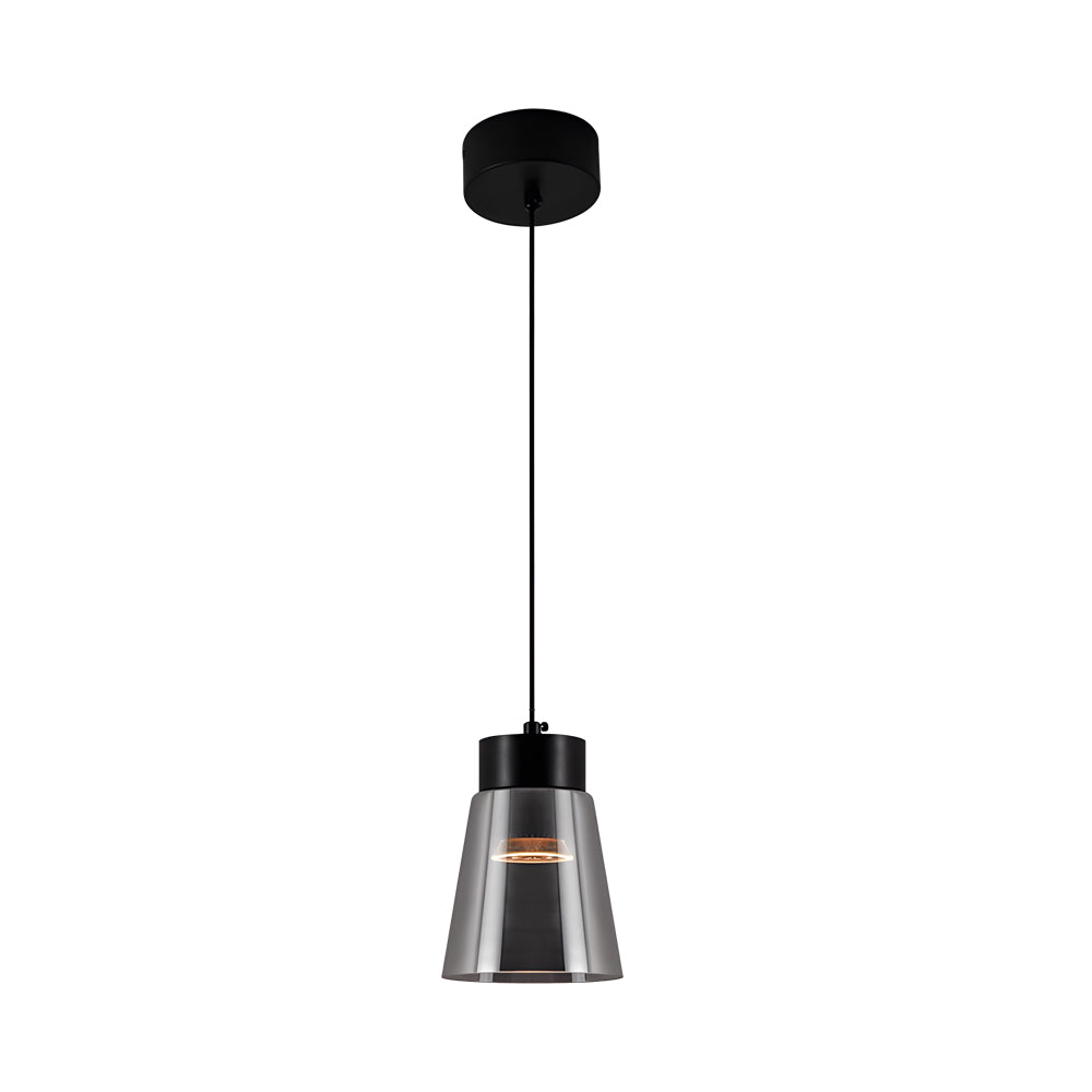 Minimalist Smoke Gray Glass COB Modern Pendant Chandelier