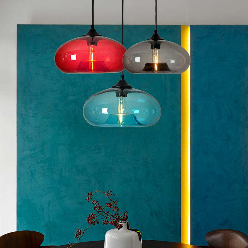 Colored Glass Oval Pendant Light