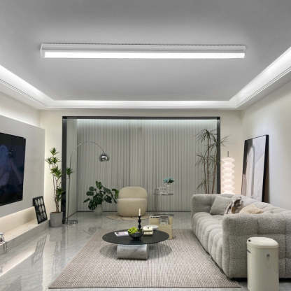 24'' 30'' Rectangular LED Modern Flush Mount Lighting White Black Ceiling Lights-Lighom