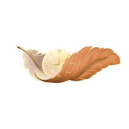 2-In-1 Wall Feather Painting Hanging Decor LED Wall Lamp Wall Clock-Lighom