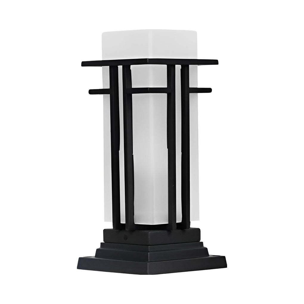 Black Retro Aluminum Post Lights with Frosted Glass Outdoor Waterproof Column Lamps-Lighom