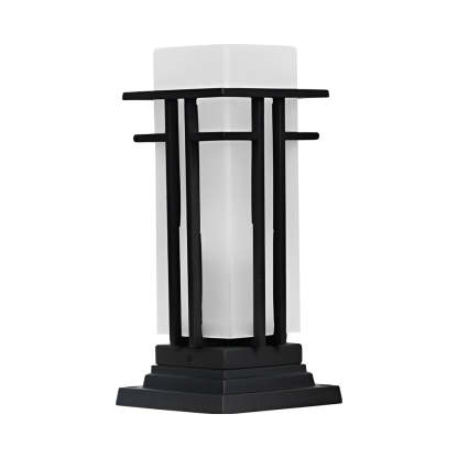 Black Retro Aluminum Post Lights with Frosted Glass Outdoor Waterproof Column Lamps-Lighom