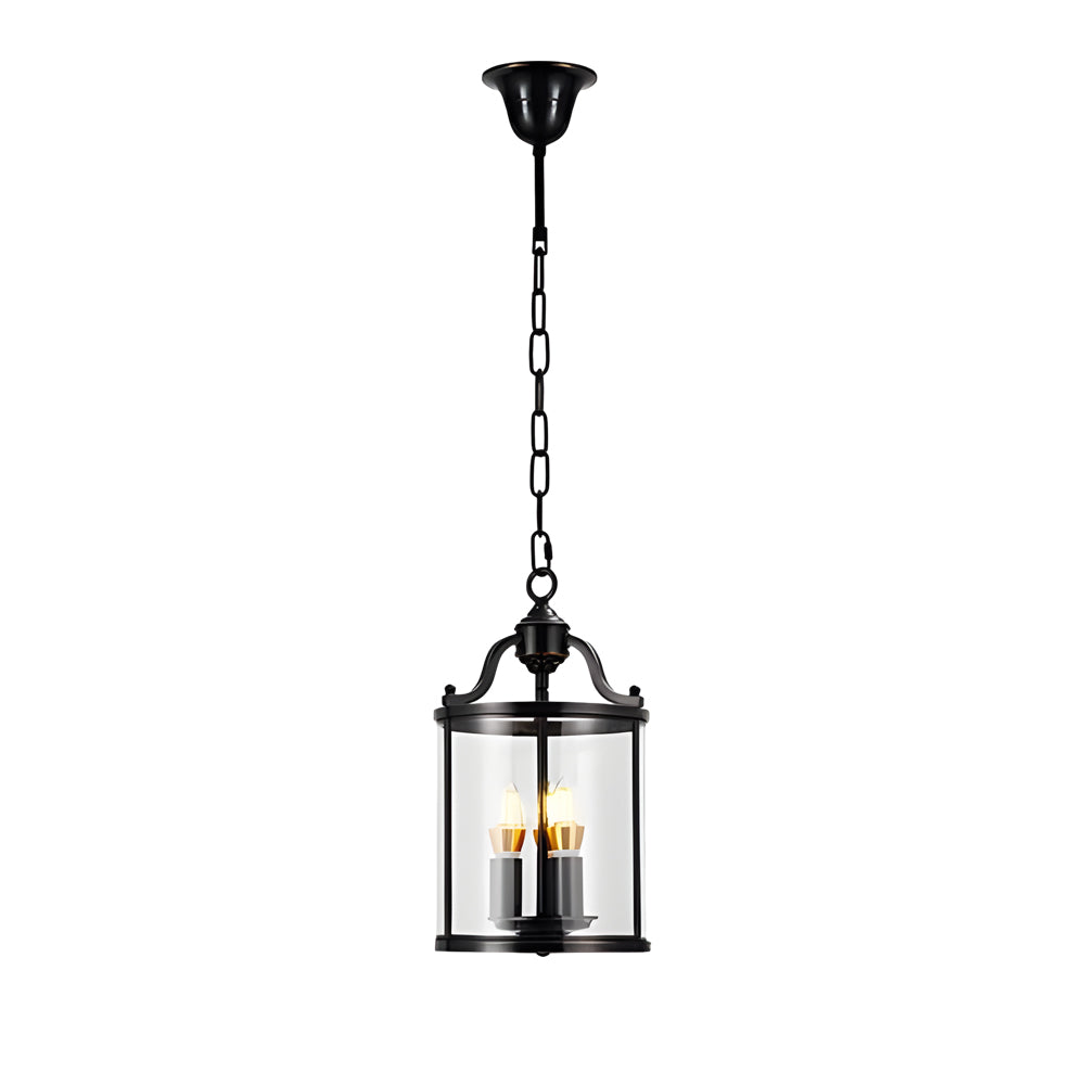 3/4-Light Vintage Cylinder Glass Lantern Pendant - Black