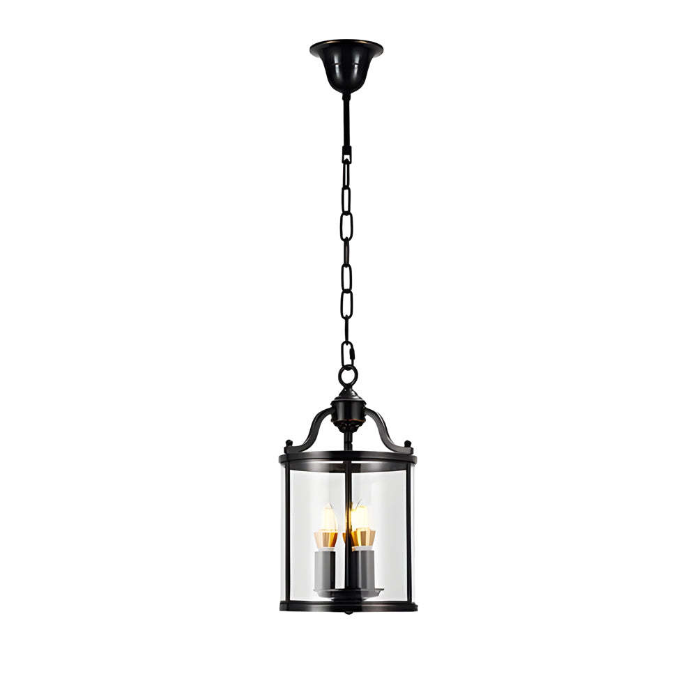 3/4-Light Vintage Cylinder Glass Lantern Pendant - Black