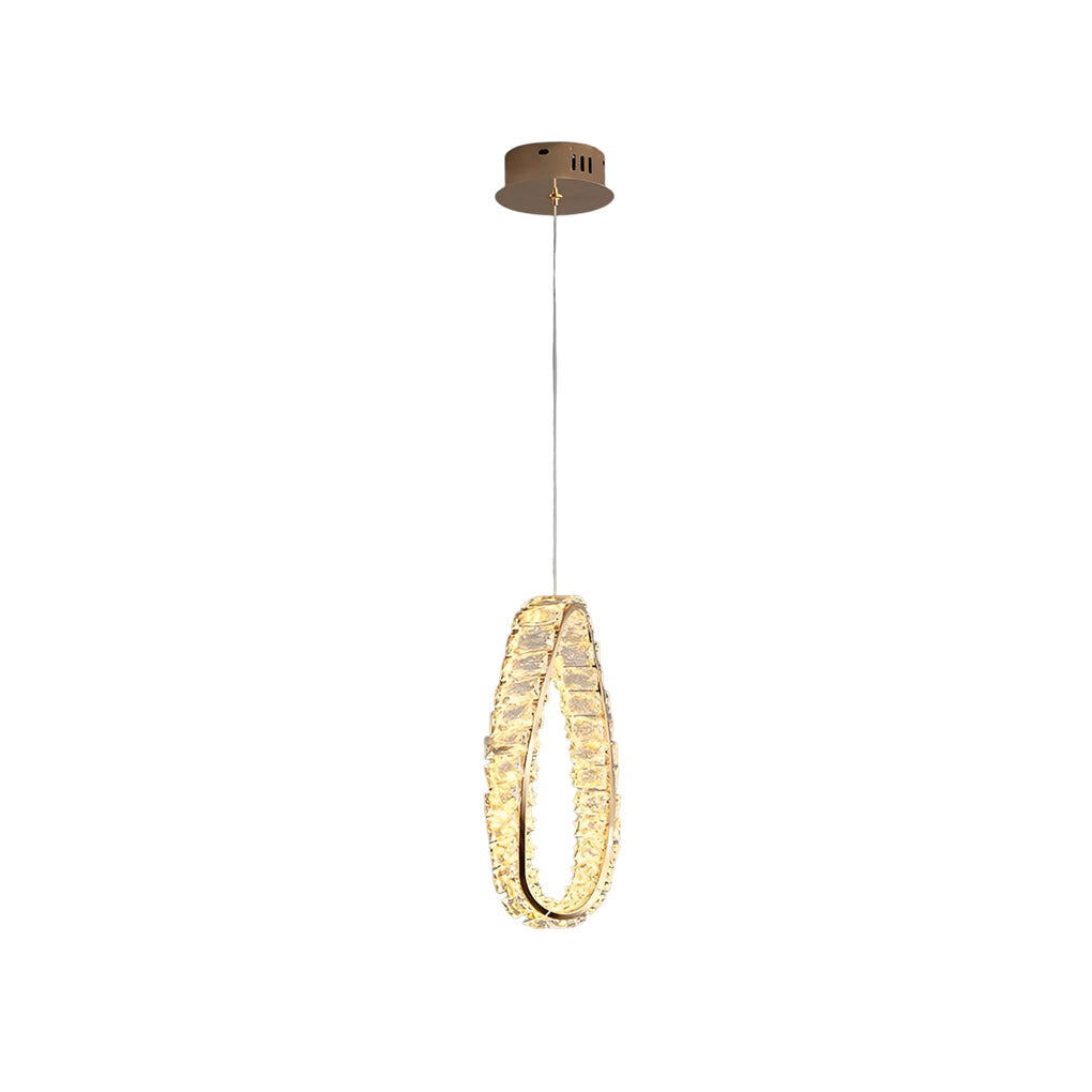 Modern circle ring pendant lighting in crystal glass metal
