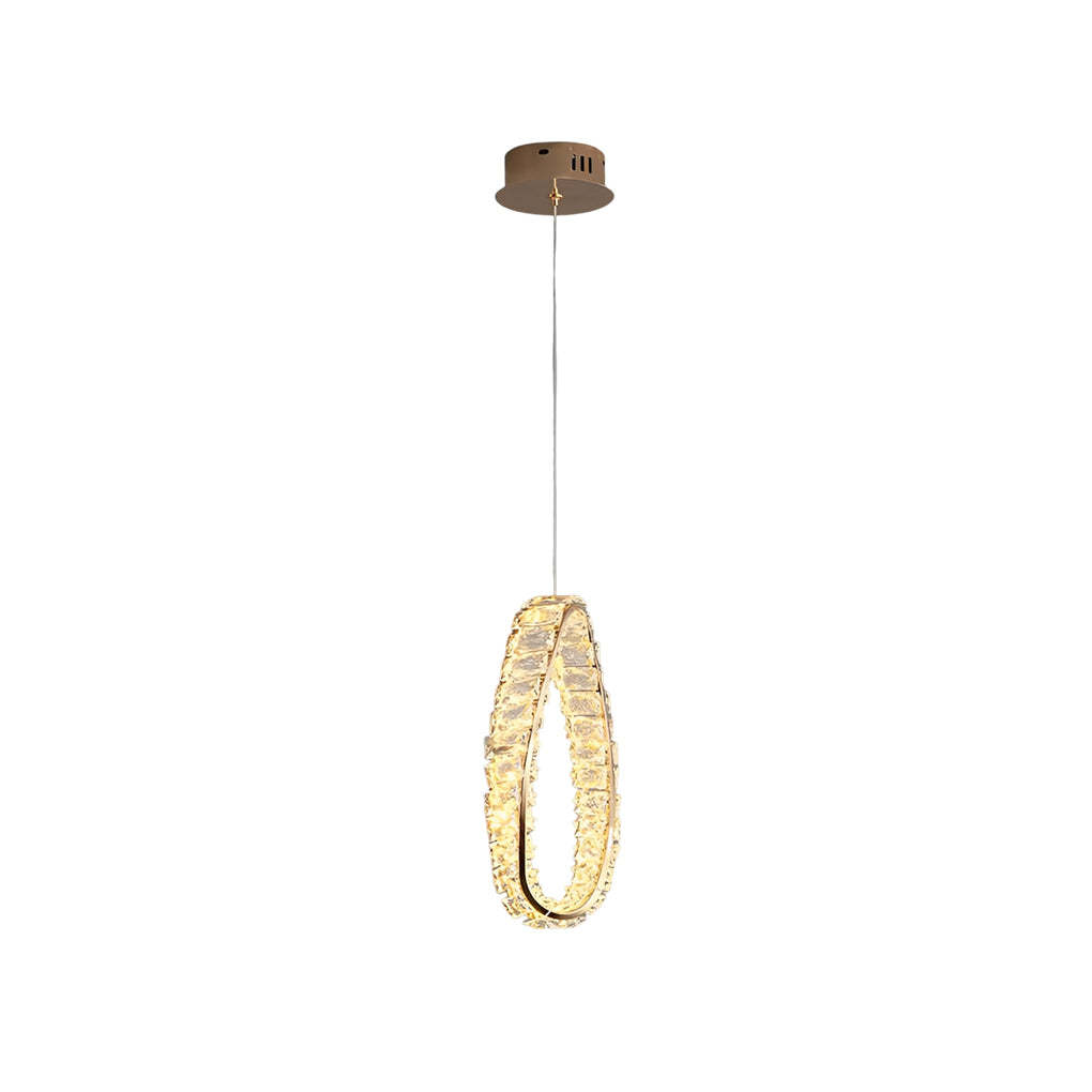 Modern circle ring pendant lighting in crystal glass metal