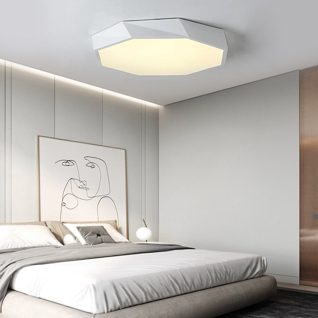 Geometric synthetic flush mount lighting for bedroom — Yellow