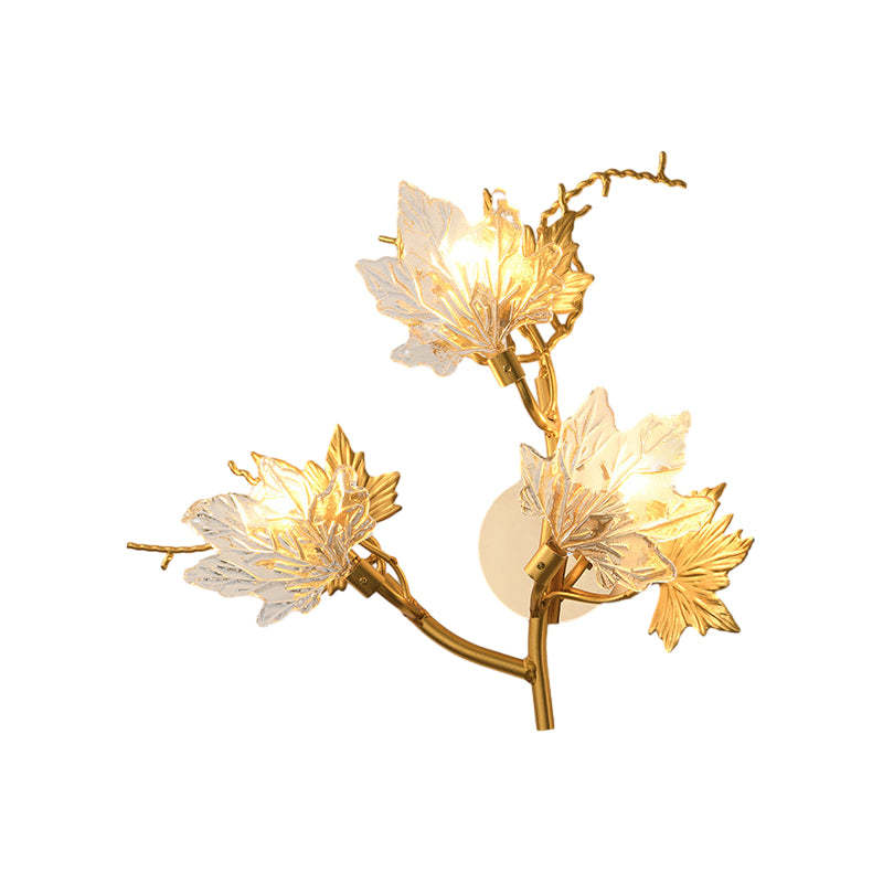 Maple Leaves Glass Three Step Dimming Artistic Luxury Postmodern Wall Lamp-Lighom