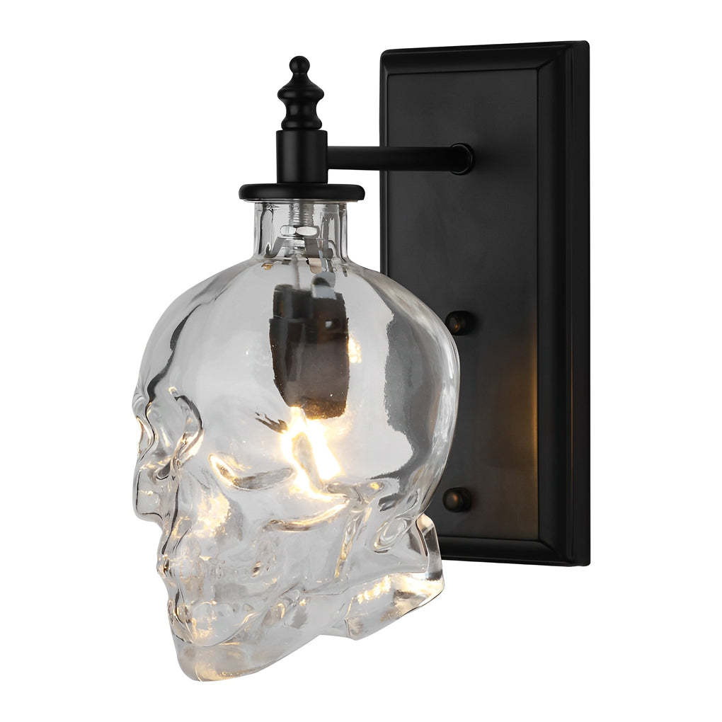Retro Glass Skull Head LED Black Industrial Style Decorative Wall Lamp-Lighom