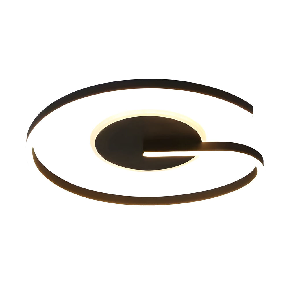 White/Black Open Ring LED Bedroom Flush Mount Ceiling Light — 19.7'' / Black / Warm Light
