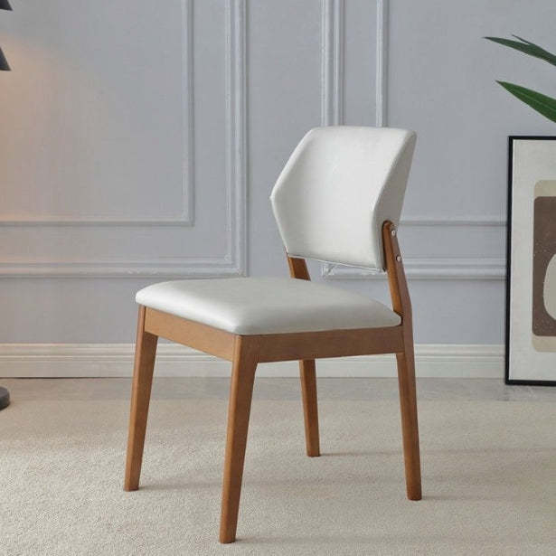 Nordic faux open-back white dining chairs & benches, Lighom — Walnut