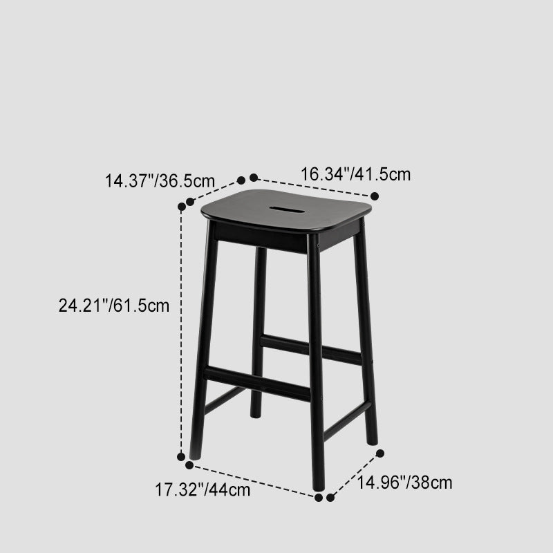 Minimalist Rectangular Birch Bar Stool — Black