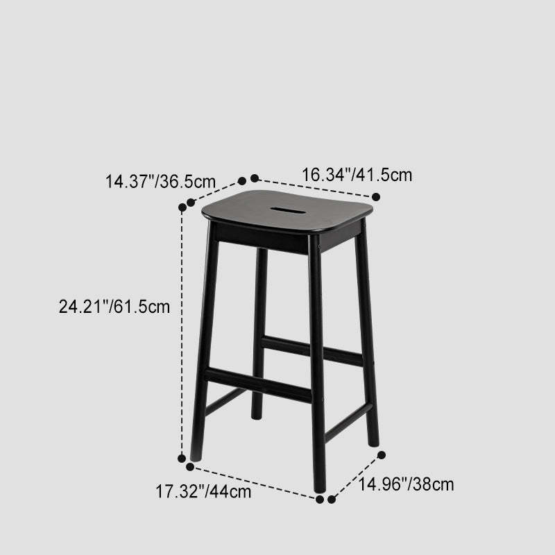 Minimalist Rectangular Birch Bar Stool — Black