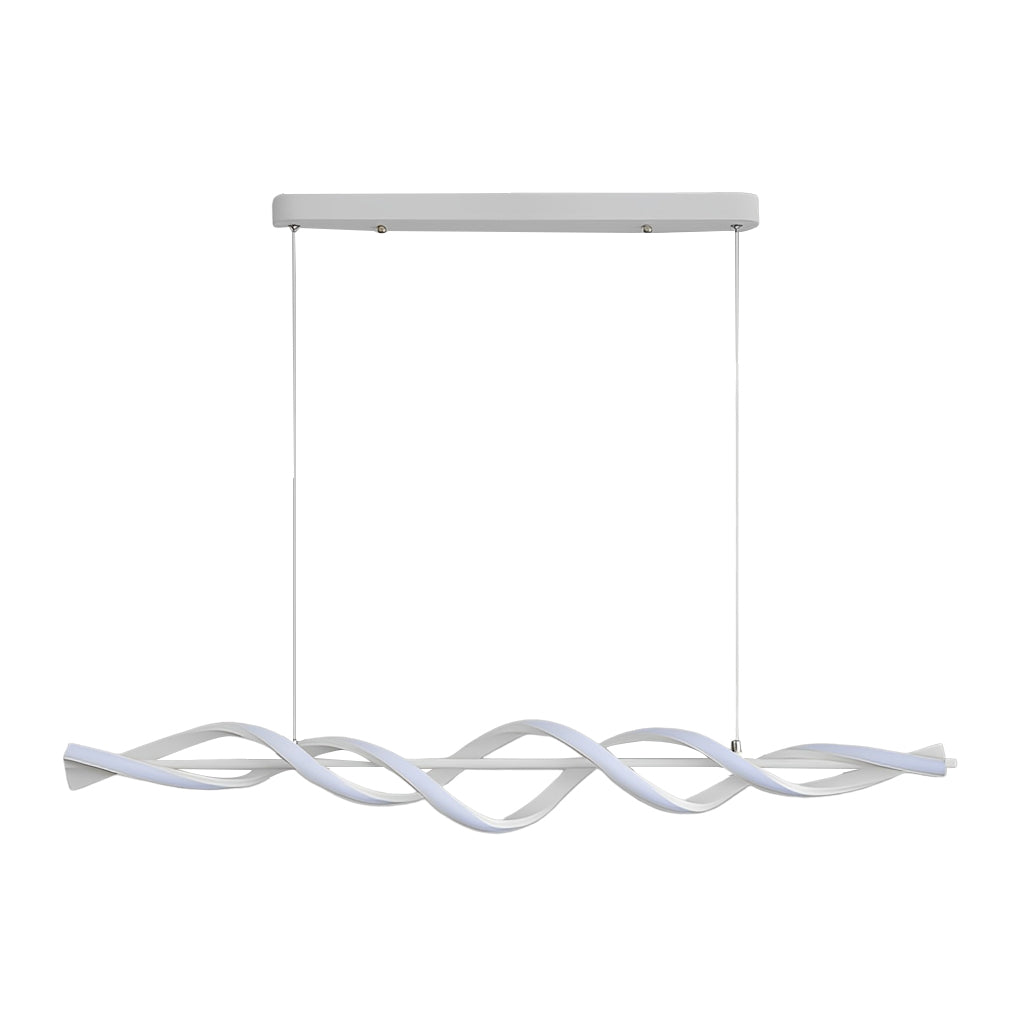 Long Wave Spiral Dimmable LED White Modern Dining Chandelier