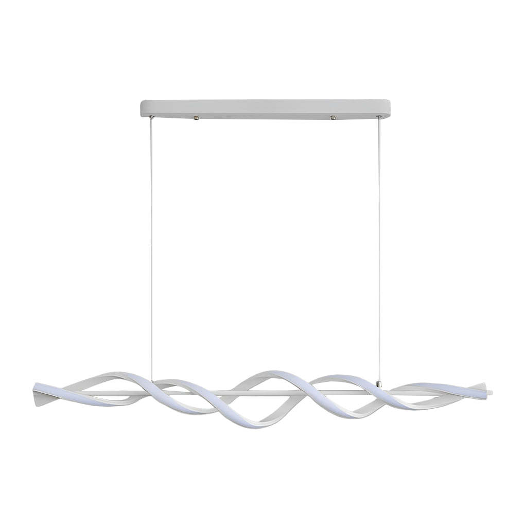 Long Wave Spiral Dimmable LED White Modern Dining Chandelier