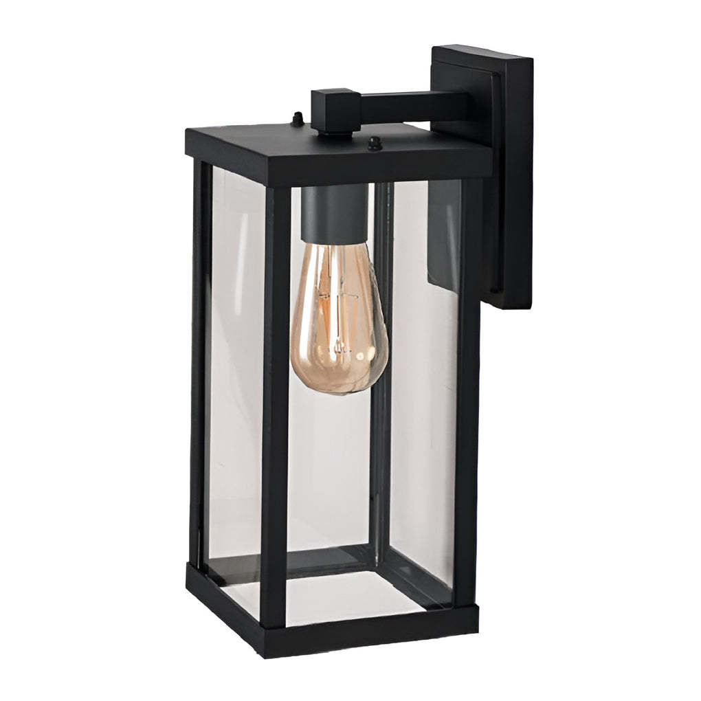 Rectangular Glass Waterproof Black Modern Outdoor Wall Lamp Exterior Lights-Lighom
