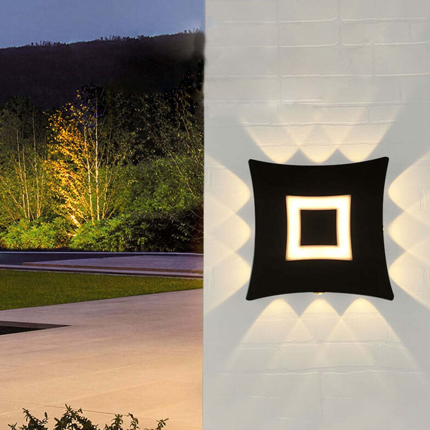 Modern Square Luminous LED Garden Wall Sconce — Black / 110V-120V For US/CA