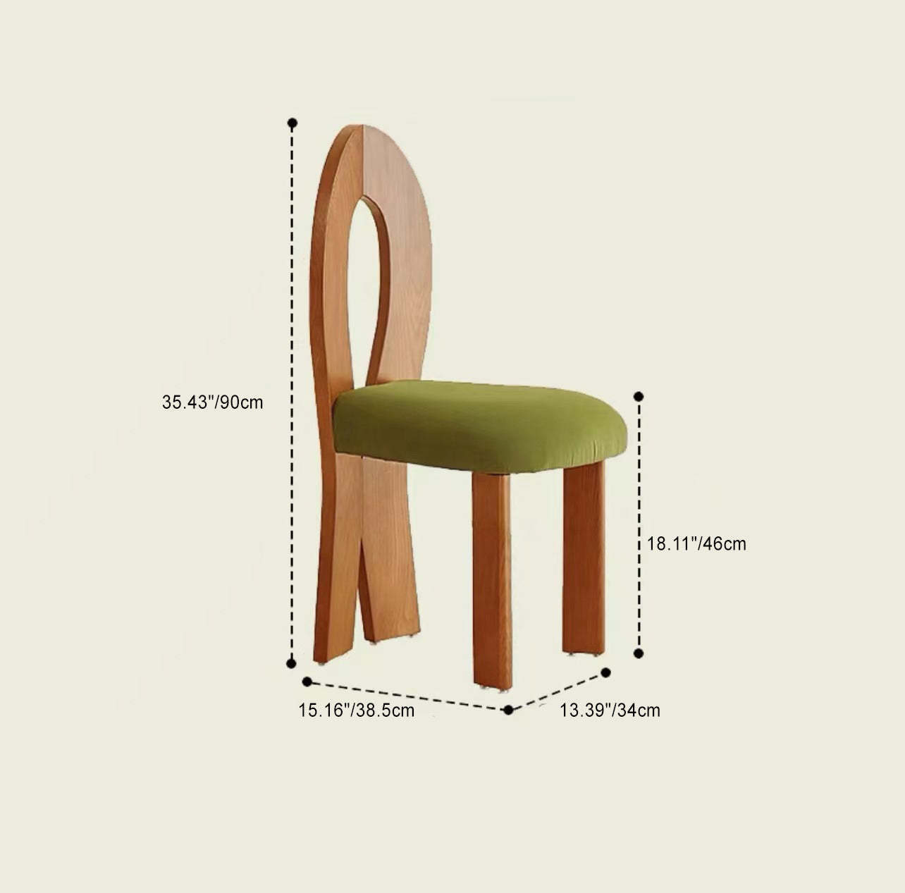 French Velvet Wood Mermaid Dining Chair — Wood Color