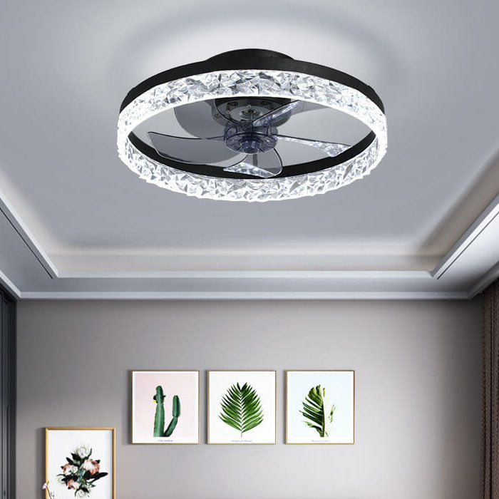 Modern Circle Ring LED Semi-Flush Ceiling Fan Light