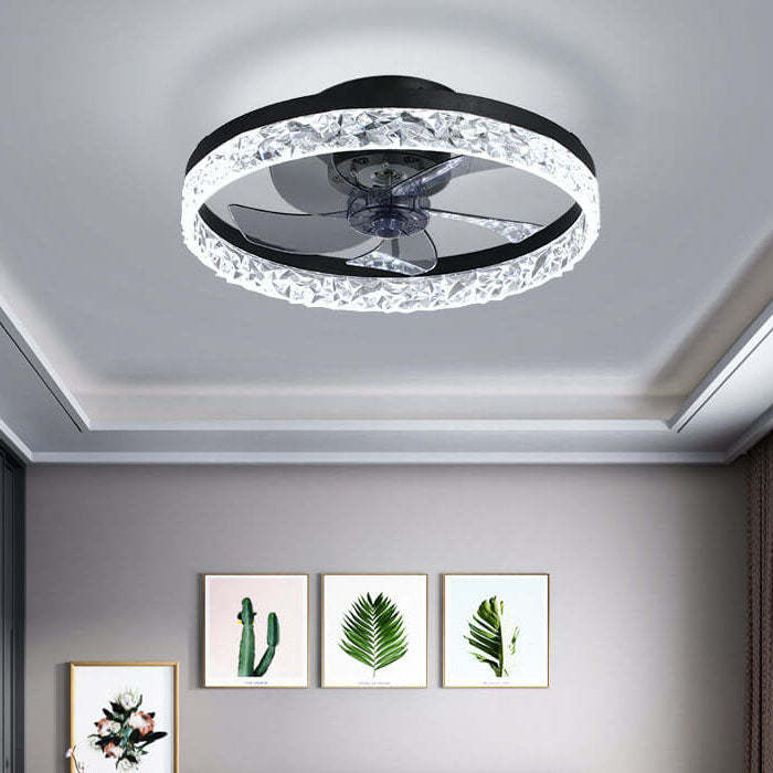 Modern Circle Ring LED Semi-Flush Ceiling Fan Light