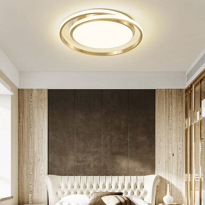 Modern Luxury Golden Circle LED Flush Mount Light — White Light (5000K) / 220V-240V For UK/AU