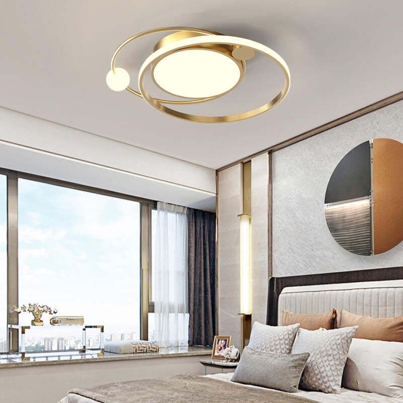 Nordic Round Circle LED Flush Mount Light — Neutral Light (4000K) / Gold
