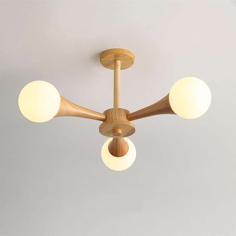 Japanese Log Fork Semi-Flush Ceiling Light