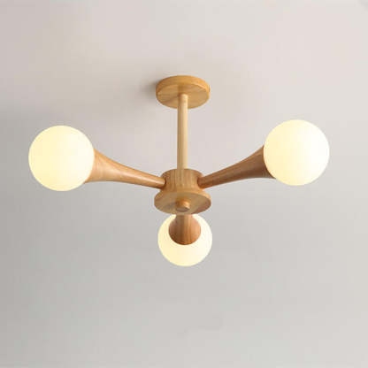 Japanese Log Fork Semi-Flush Ceiling Light