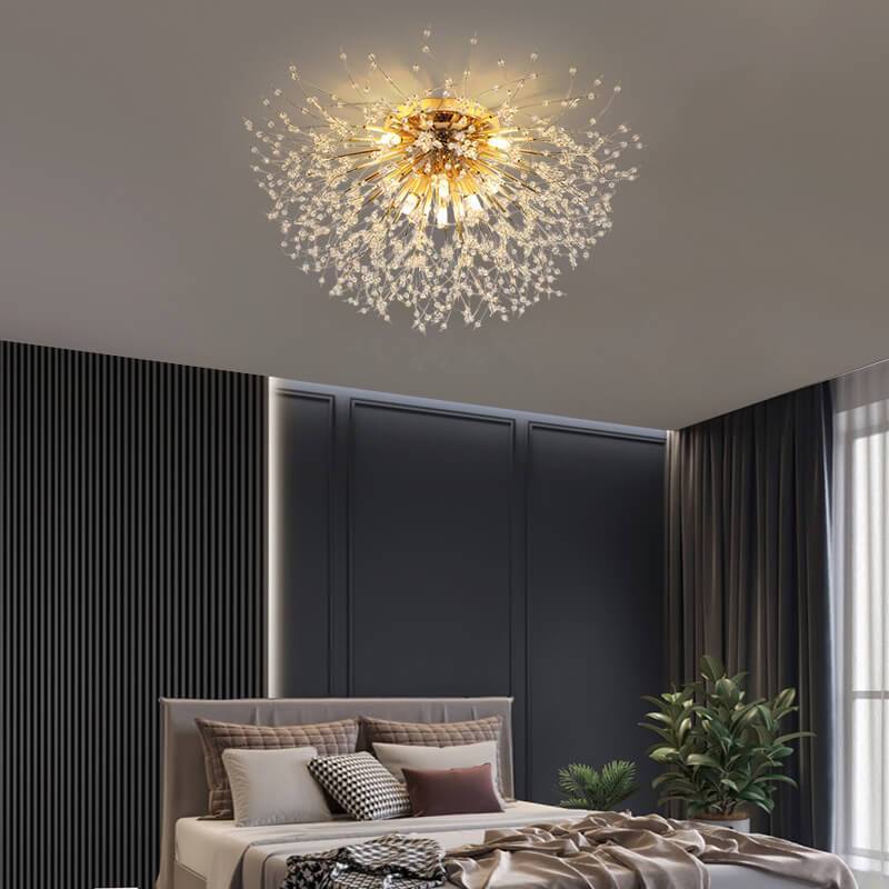 Modern Dandelion Crystal Semi-Flush Ceiling Light