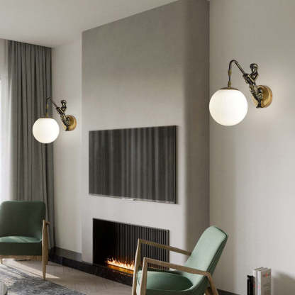 Vintage Rustic Mermaid Orb 1-Light Wall Sconce Lamp