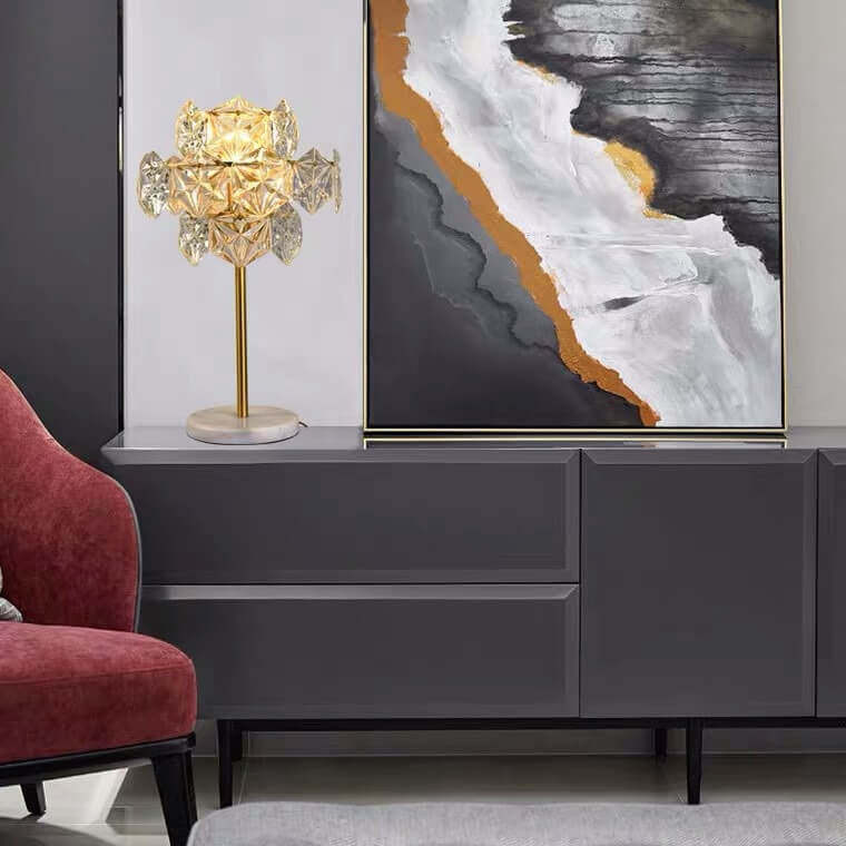 Modern Snowflake Glass Marble Base Lamp