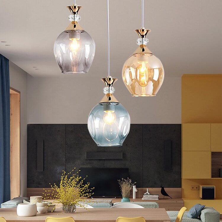 Nordic Gradient Glass Orb Island Chandelier — 1 Head / Blue / 220V-240V For UK/AU