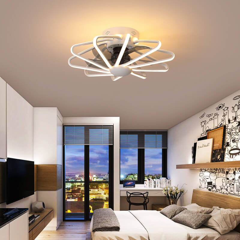Nordic Cage LED Semi-Flush Ceiling Fan Light