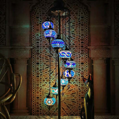 Retro Turkish Moroccan Globe 9-Light Floor Lamp — 110V-120V For US/CA / Rose
