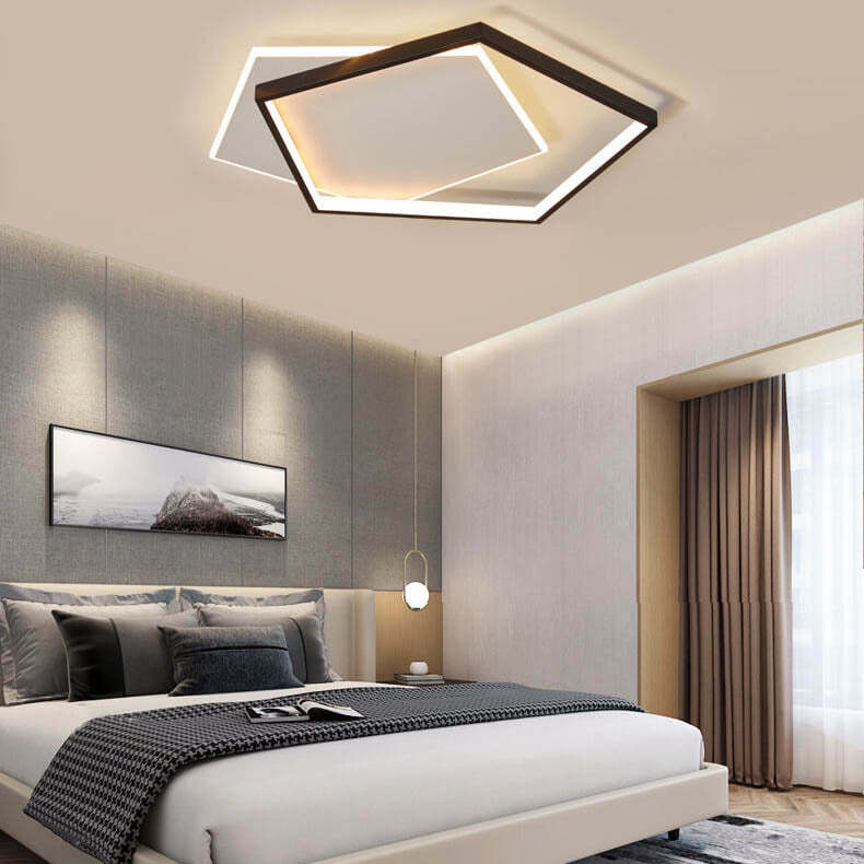 Minimalist Pentagonal LED Flush Mount Light