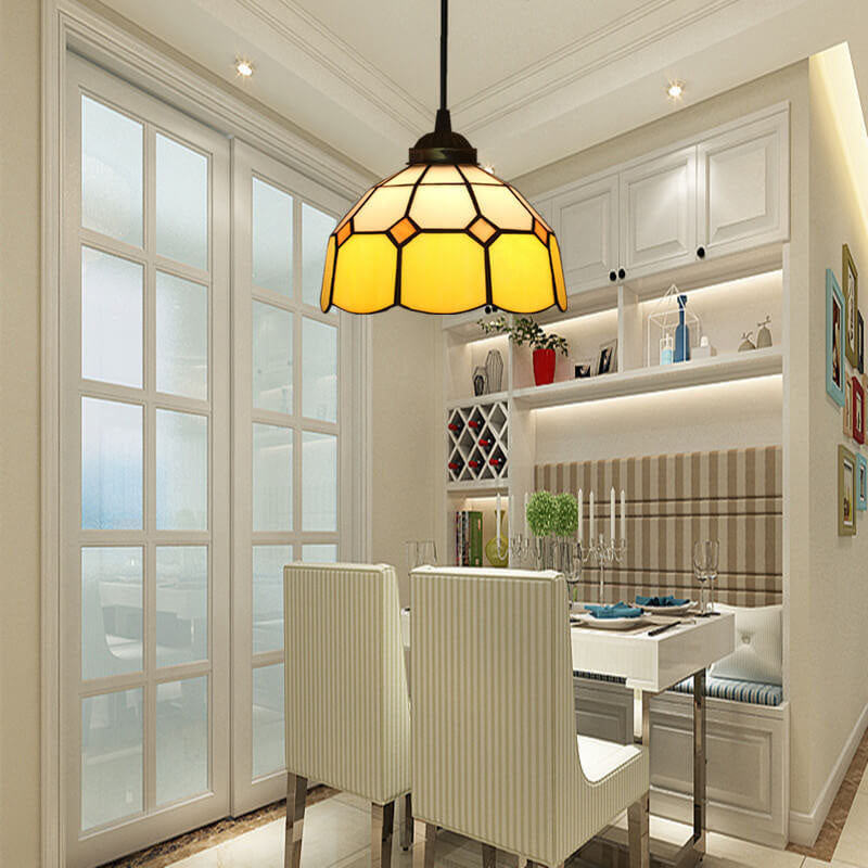 Tiffany European Stained Glass Dome Pendant Light — Blue / 220V-240V For UK/AU