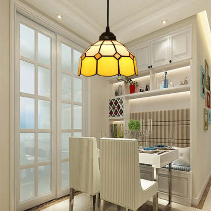 Tiffany European Stained Glass Dome Pendant Light — Blue / 220V-240V For UK/AU