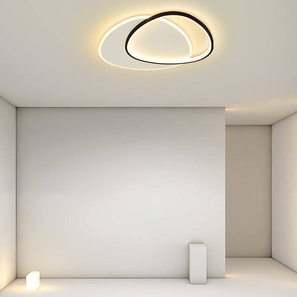 White Black Circle Iron Acrylic Flush Mount Light