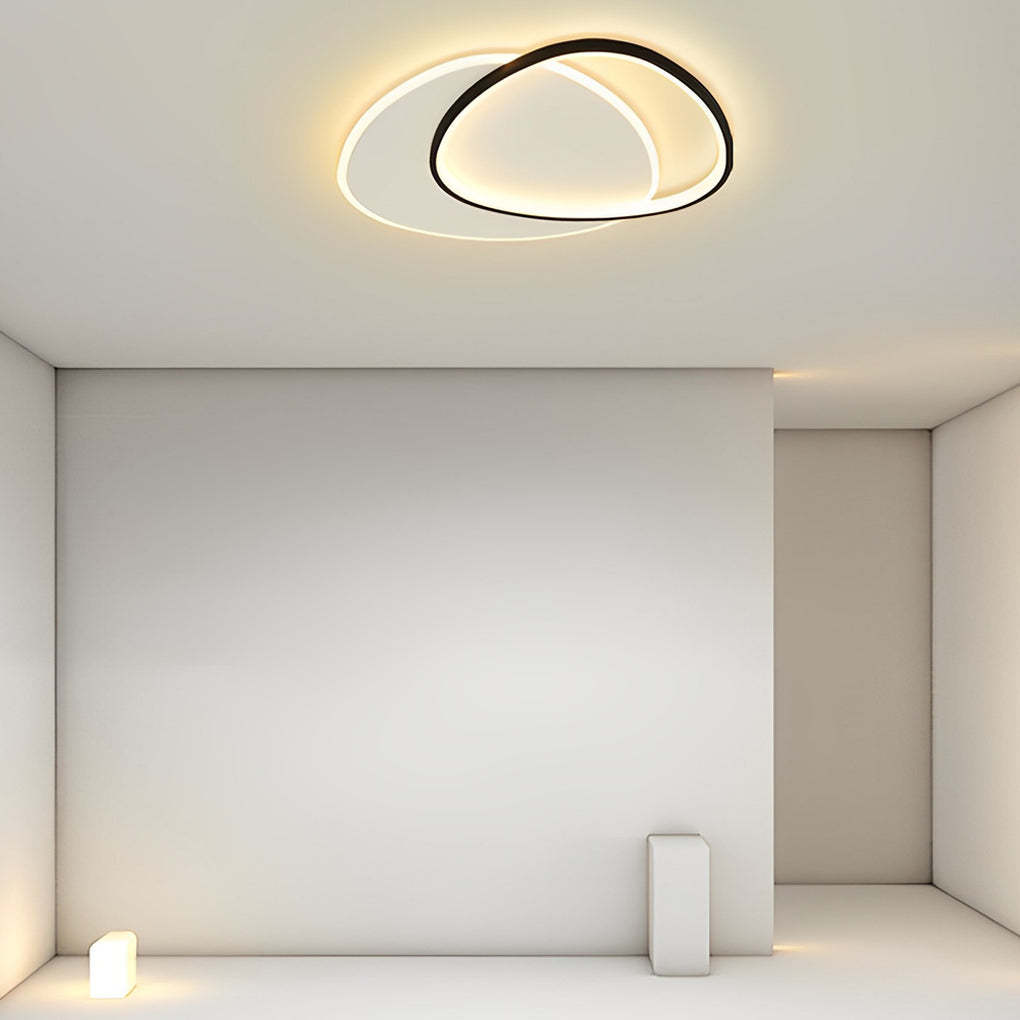White Black Circle Iron Acrylic Flush Mount Light