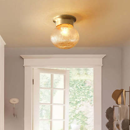 Vintage Copper Glass Round Ceiling Light — B / 110V-120V For US/CA