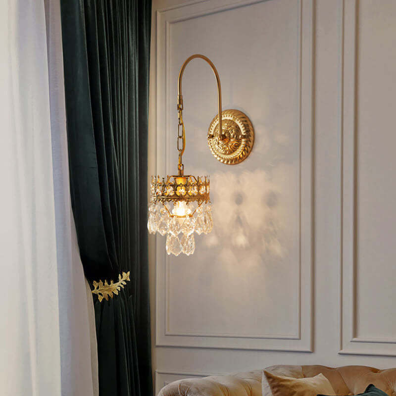 Vintage Luxury Crystal Crown Wall Sconce