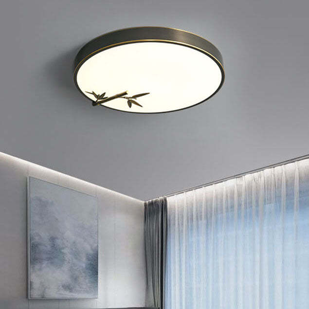 Modern Round Bamboo Pattern LED Flush Mount Light